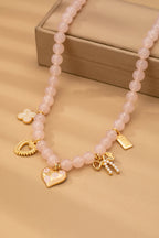 BEADED CHARM NECKLACE-HEART BOW CLOVER | 80N92632