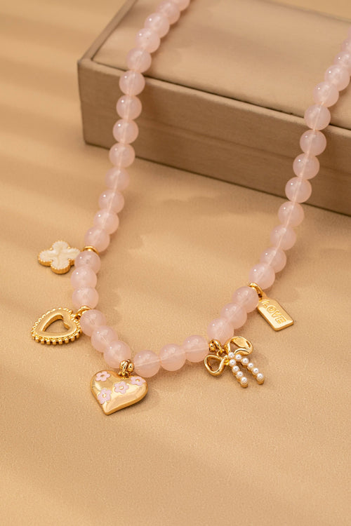 BEADED CHARM NECKLACE-HEART BOW CLOVER | 80N92632