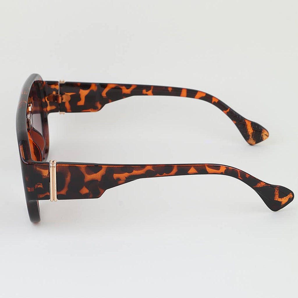Leopard Straight Aviator Sunglasses