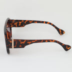 Leopard Straight Aviator Sunglasses
