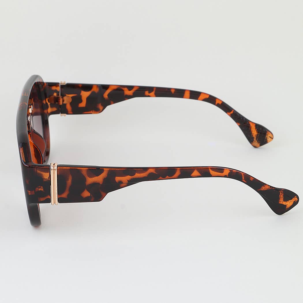 Leopard Straight Aviator Sunglasses