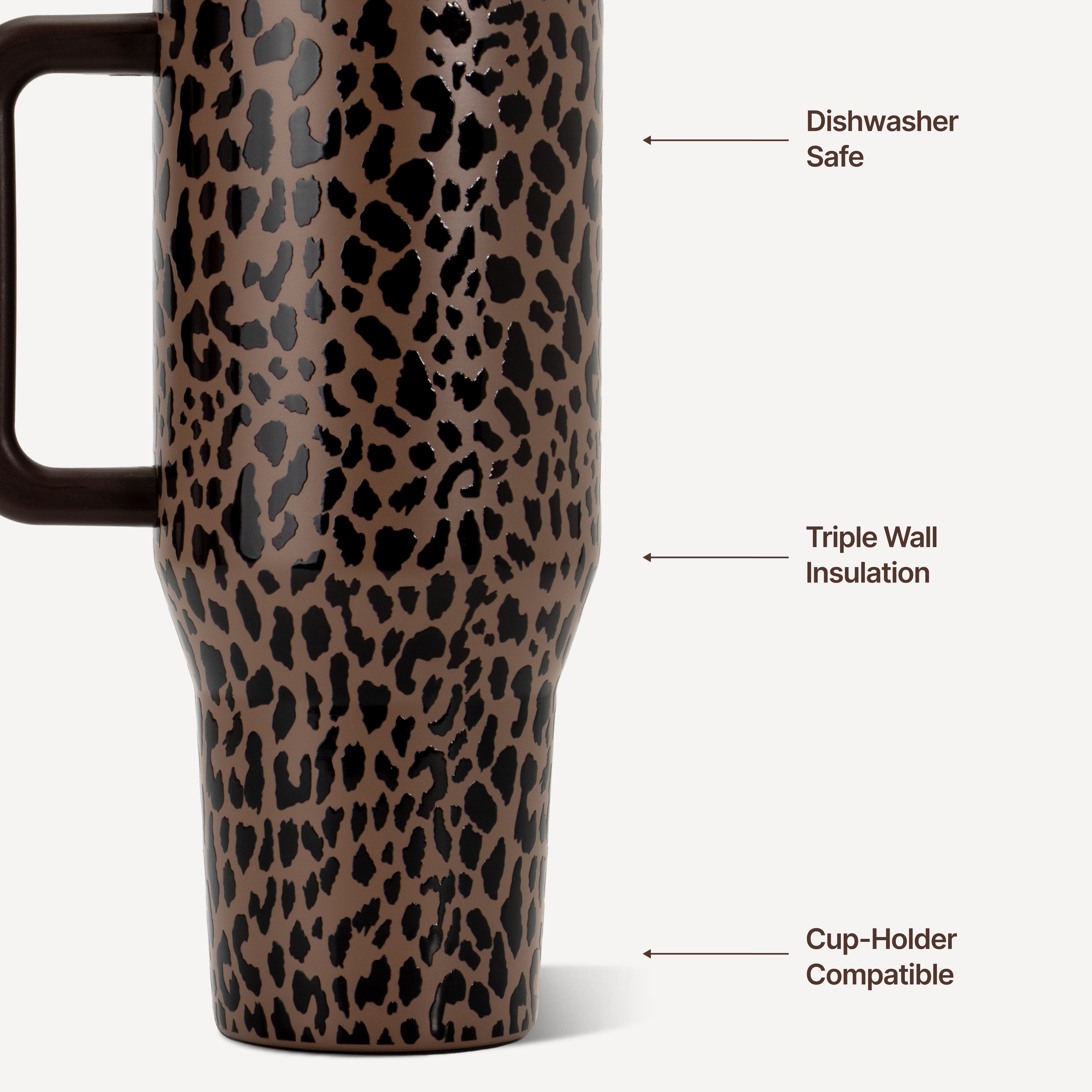Brown Leopard HydroJug 40 oz Traveler Tumbler