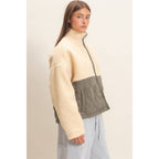Quilted Sherpa Zip Up Jacket