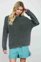 WASHED RAW EDGE DROP SHOULDER SWEATER