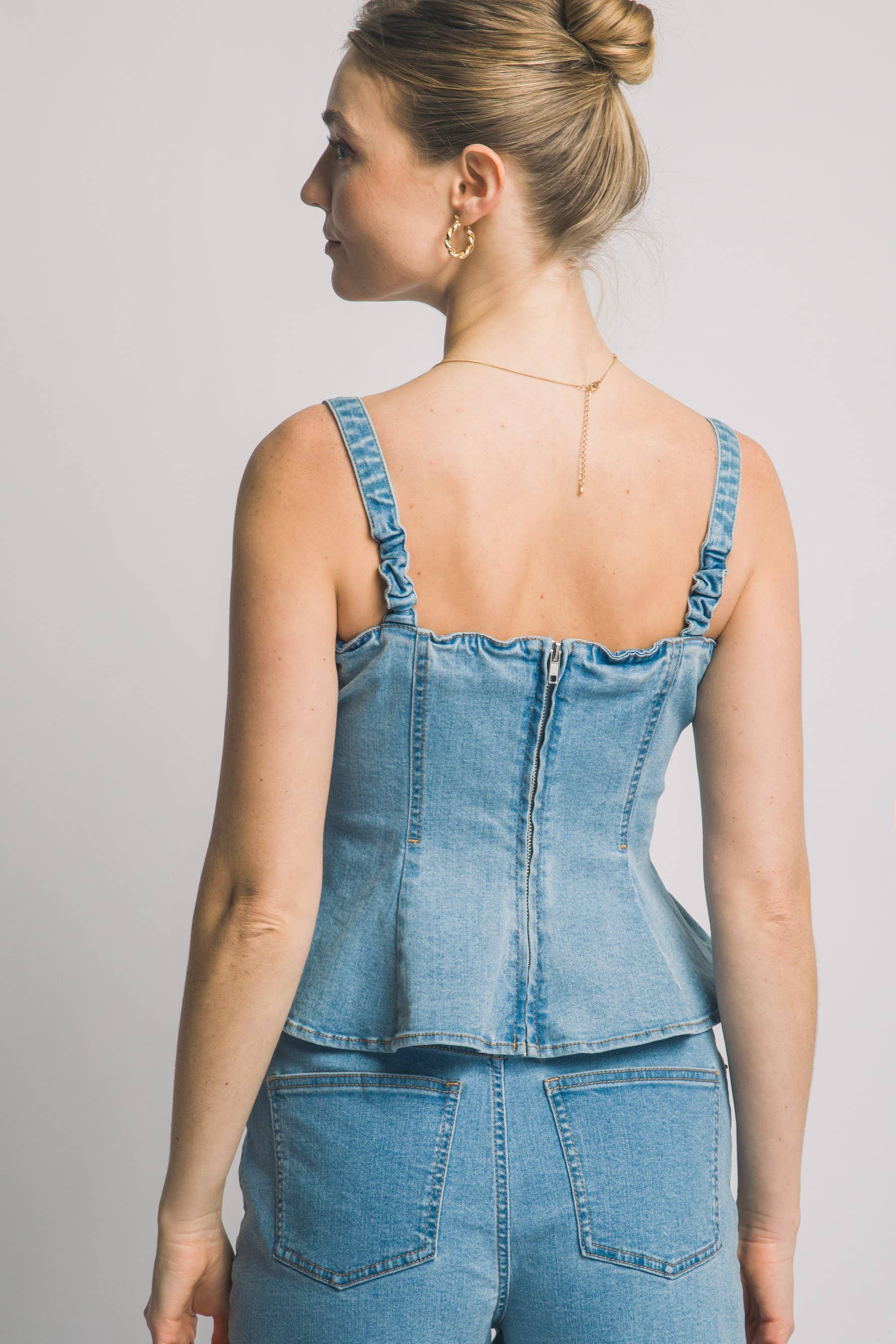 Denim Peplum Top