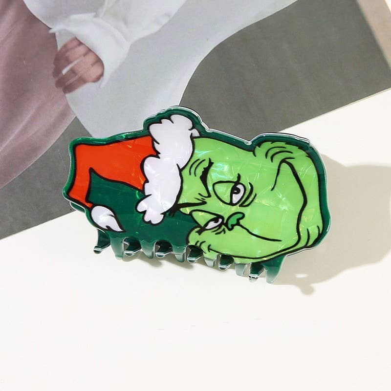 Holiday Christmas Grinch Theme Hair Claw Clip | 40H1156