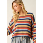 MULTICOLOR STRIPED SWEATER KNIT TOP