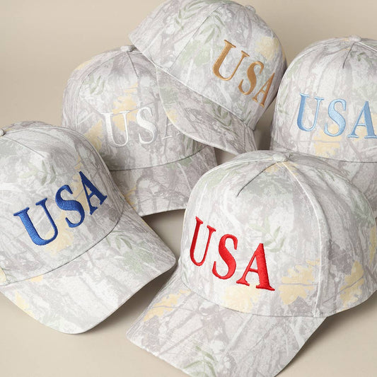 USA Letter Embroidery Camo Print Baseball Cap