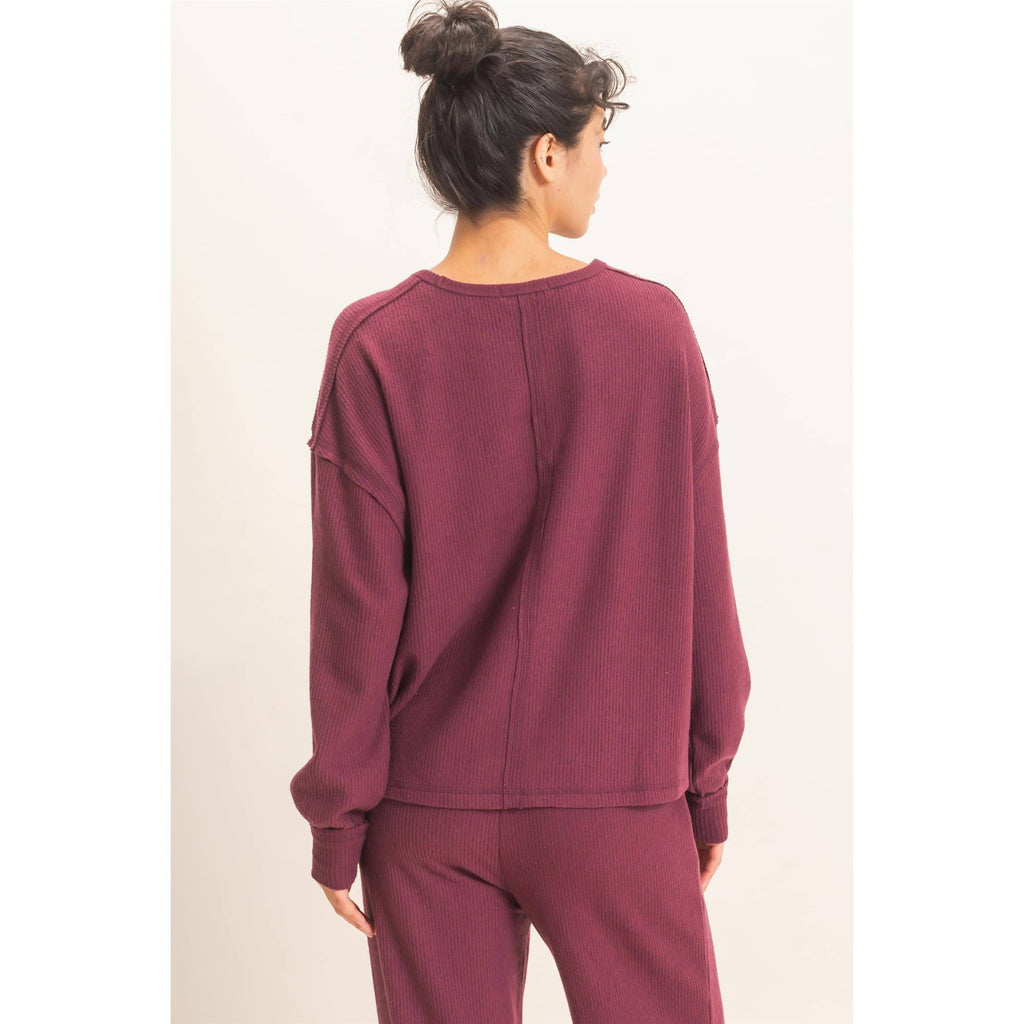 Raw Edge Waffle Sweatshirt