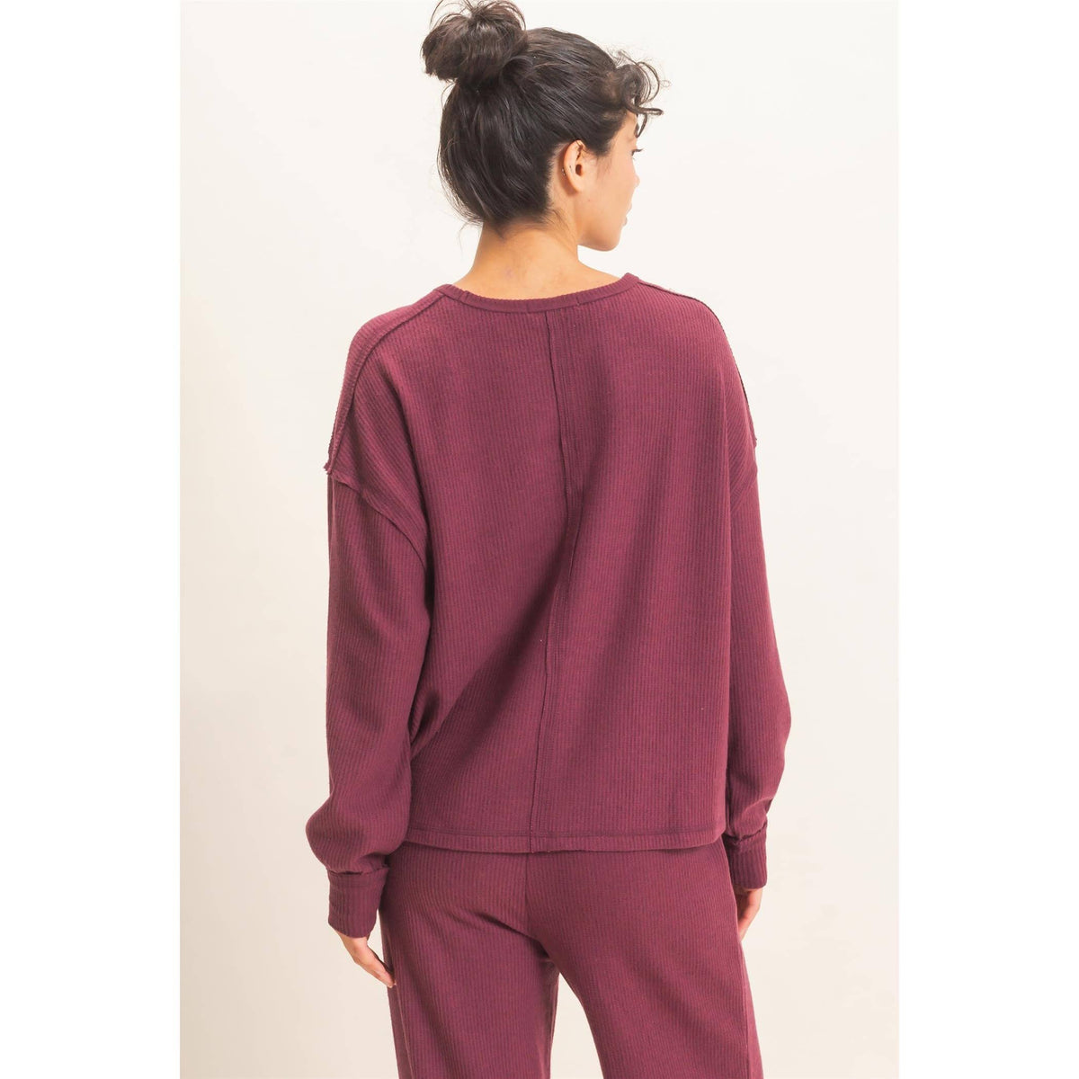 Raw Edge Waffle Sweatshirt