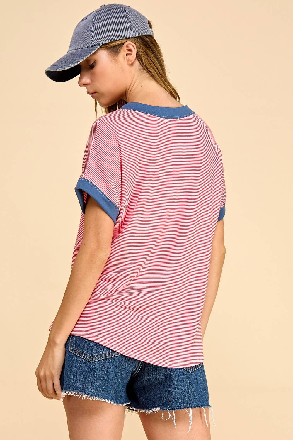 Striped Tee With Contrast Trim Casual Comfort