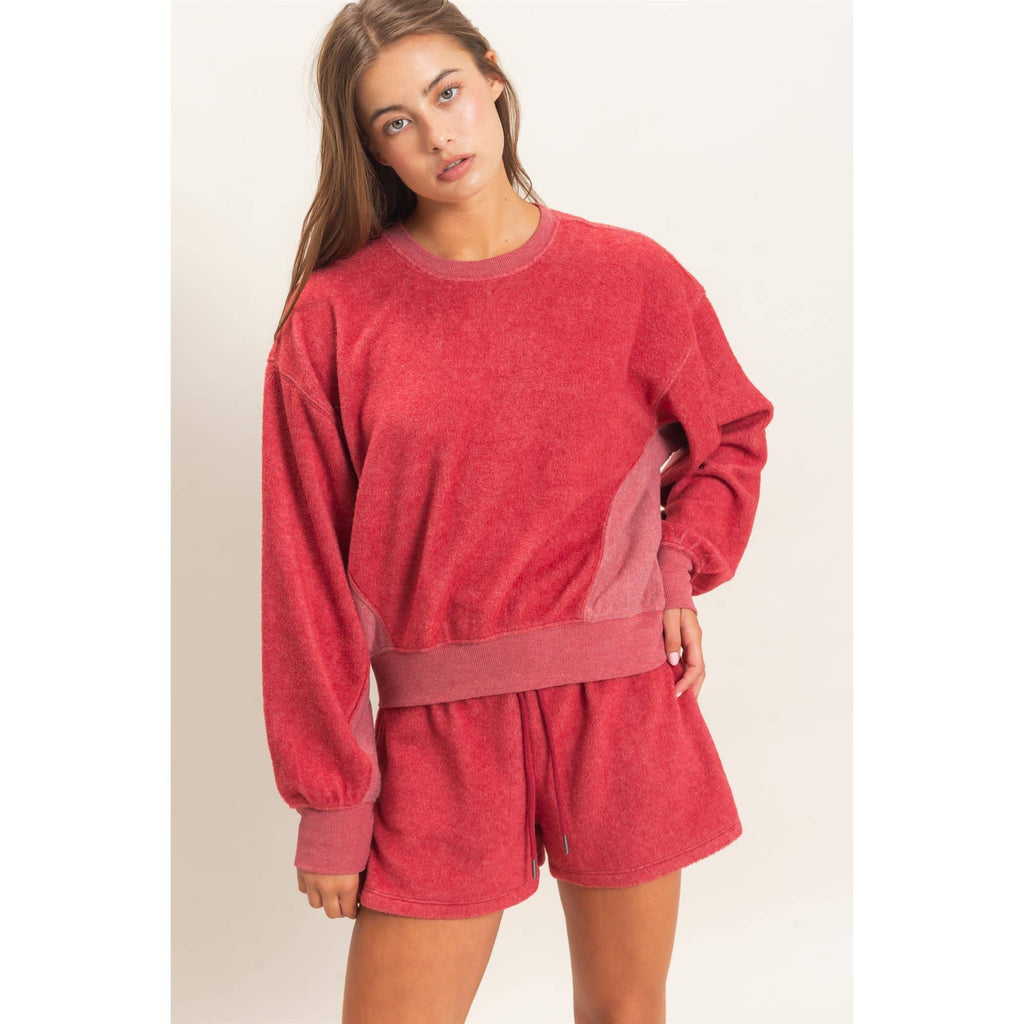 Contrast Sweatshirt & Shorts Set