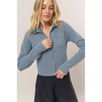 Striped Zip-Up Knit Top