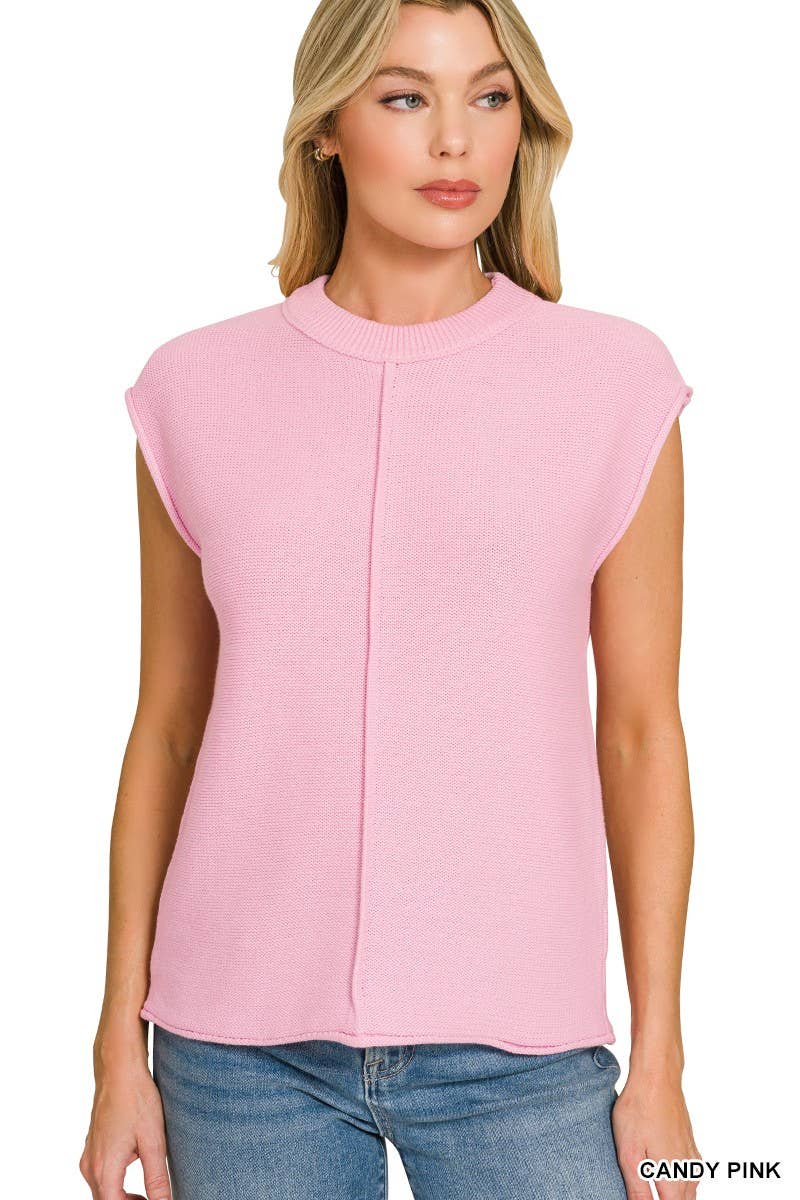 Center Seam Sleeveless Sweater