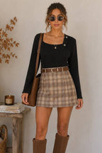 Ribbed Asymmetrical Neckline Sweater