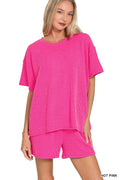 ..Ribbed Short Sleeve Tee & Pants 2PC Set