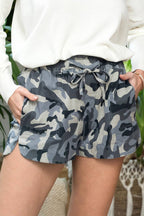 CAMOFLAGE ARMY COTTON SHORTS WITH DRAWSTRING