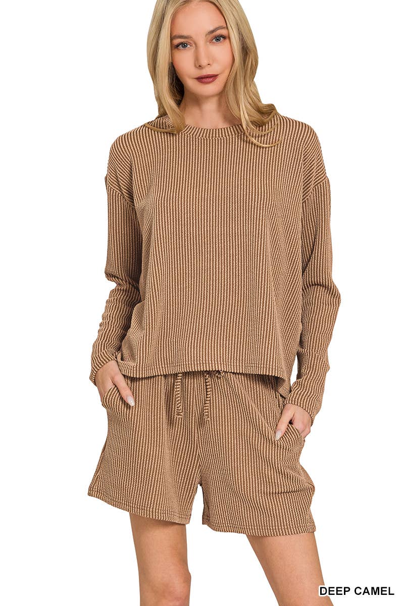 ..Ribbed Short Sleeve Tee & Pants 2PC Set