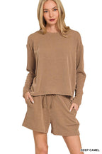 ..Ribbed Short Sleeve Tee & Pants 2PC Set