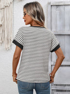 Striped Knit Tee Casual Oversized Boutique T Shirt