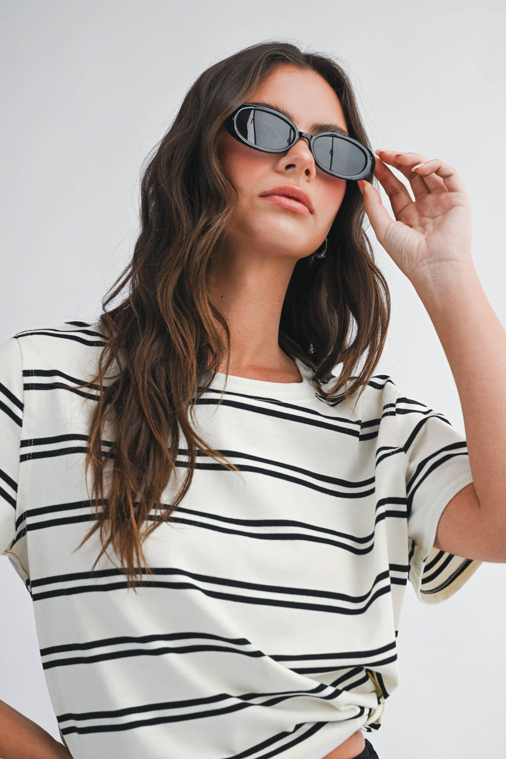 8510HN Striped Boxy Short Sleeve Tee