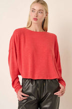 H14455-BRUSHED HACCI OVERSIZE RUCHED BACK TOP