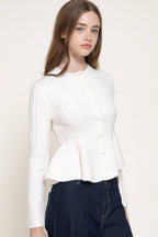 Long Sleeve Peplum Sweater Cardigan