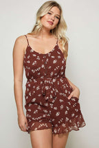 C30125A-DOT DITSY CAMI BUTTON DOWN ROMPER