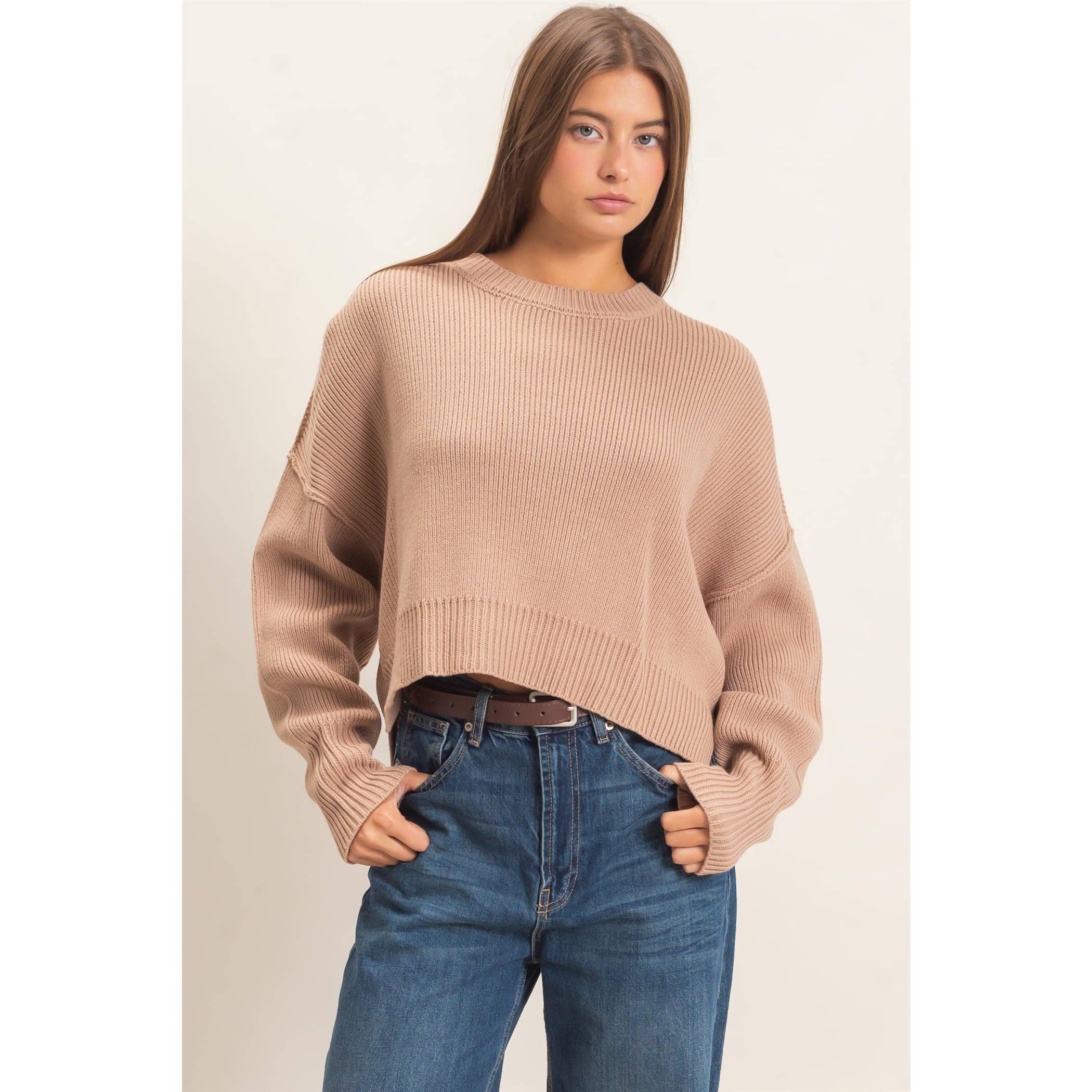 Ribbed Drop Shoulder Sweater