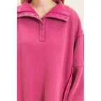 Mineral Wash Snap Collar Pullover
