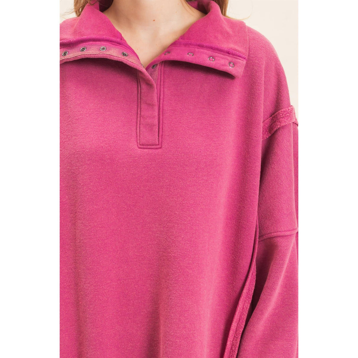 Mineral Wash Snap Collar Pullover