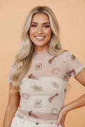 PRETTY BASH Western & Leopard Mesh Top