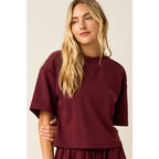 CLOUD KNIT SHORT SLEEVE BOXY CREW NECK TOP