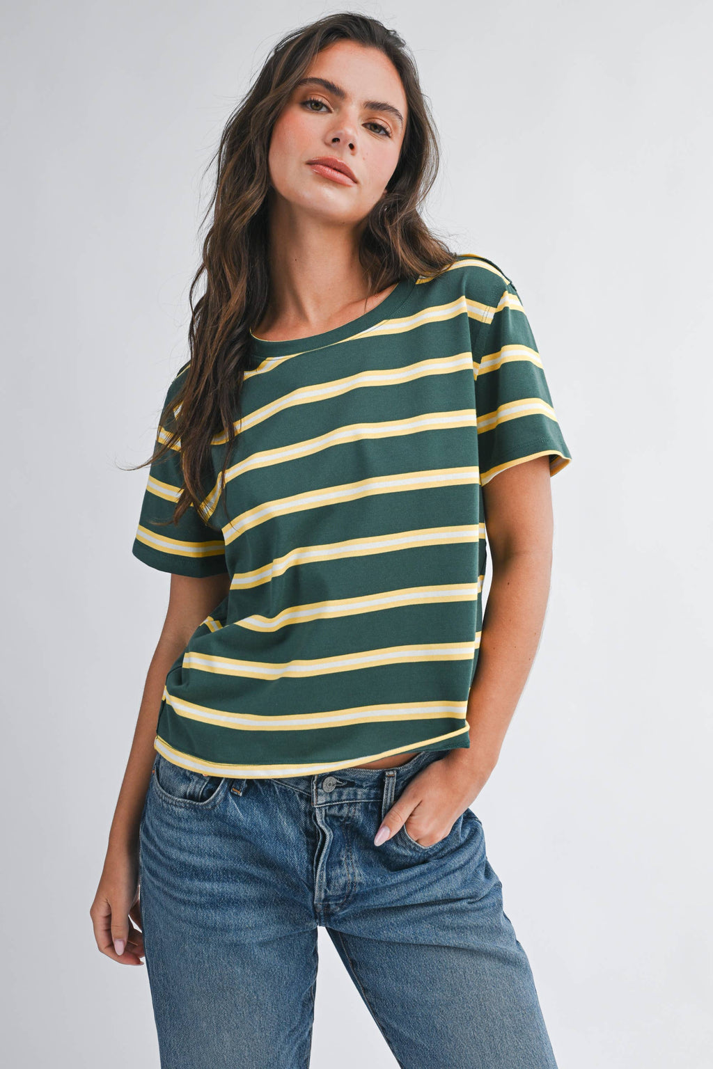 8510HN Striped Boxy Short Sleeve Tee