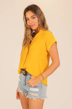 Textured Gauze Button-Front Blouse