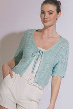 0410 Tie-front Knit Crop Cardigan SI-29538