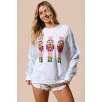 SEQUIN NUTCRACKERS VELVET SEQUIN WASHED PULLOVER