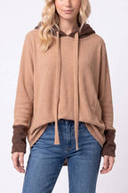 Textured Faux Sherpa Collar Hooded Top