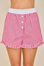 Sweet Gingham Button-Front Shorts