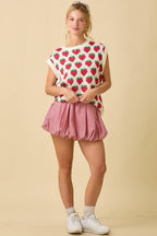 Strawberry Oversized Sleeveless Sweater Knit Top