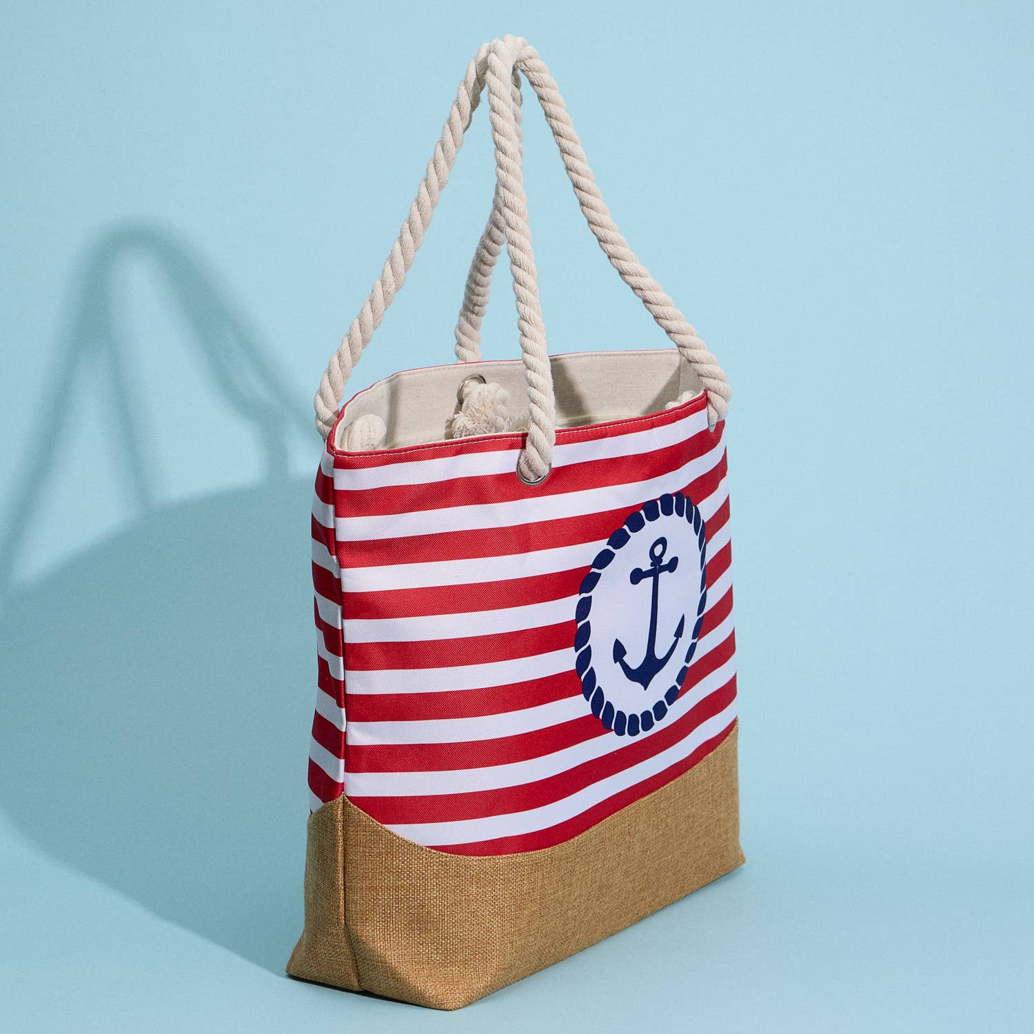 Coastal Chic | Nautical Anchor and Stripe Beach Tote