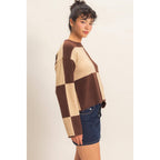 Crew Neck Checkered Sweater