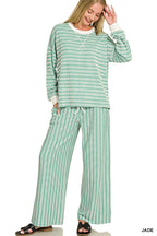 Raised Rib Striped Pullover & Pants 2PC Set