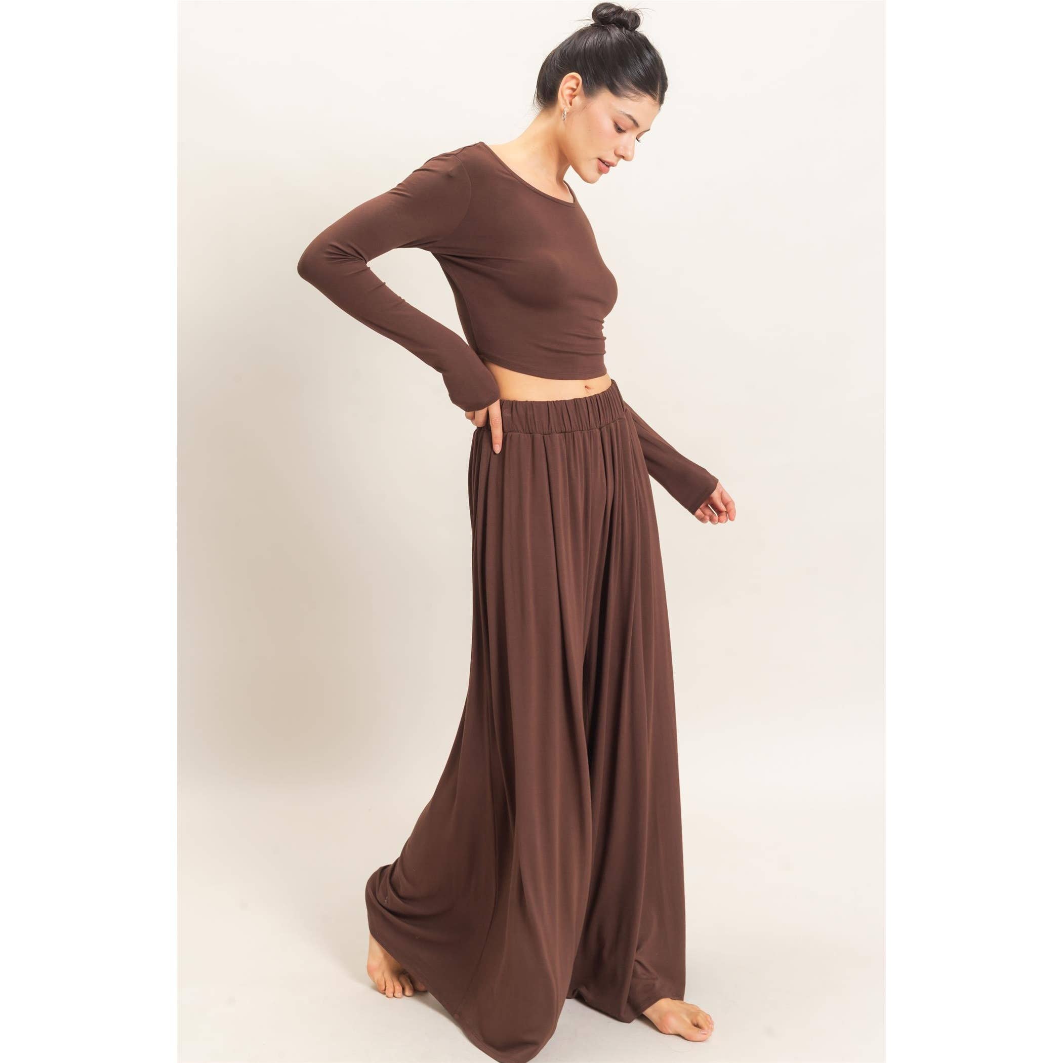 Long Sleeve Top & Wide Leg Pants Set