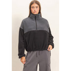 Fleece Color Contrast Half Zip Pullover