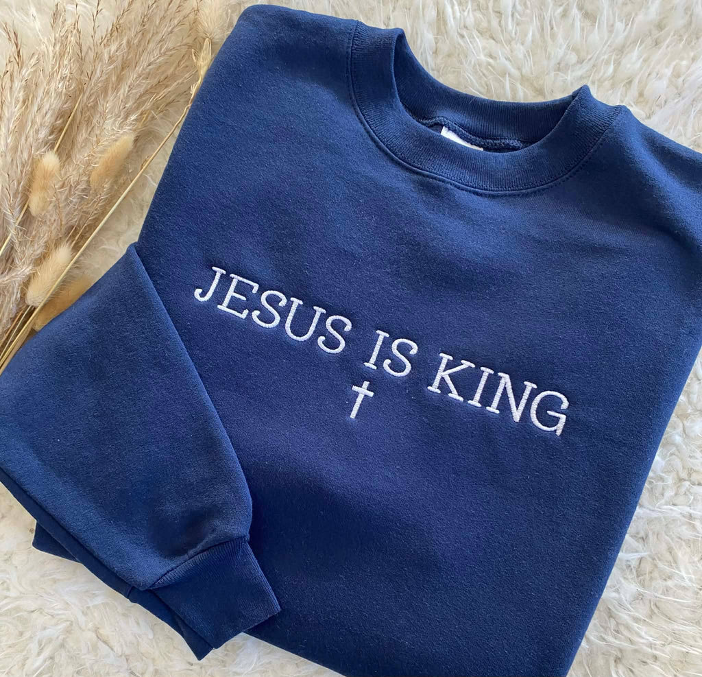 Embroidered Jesus is King Christian Shirt