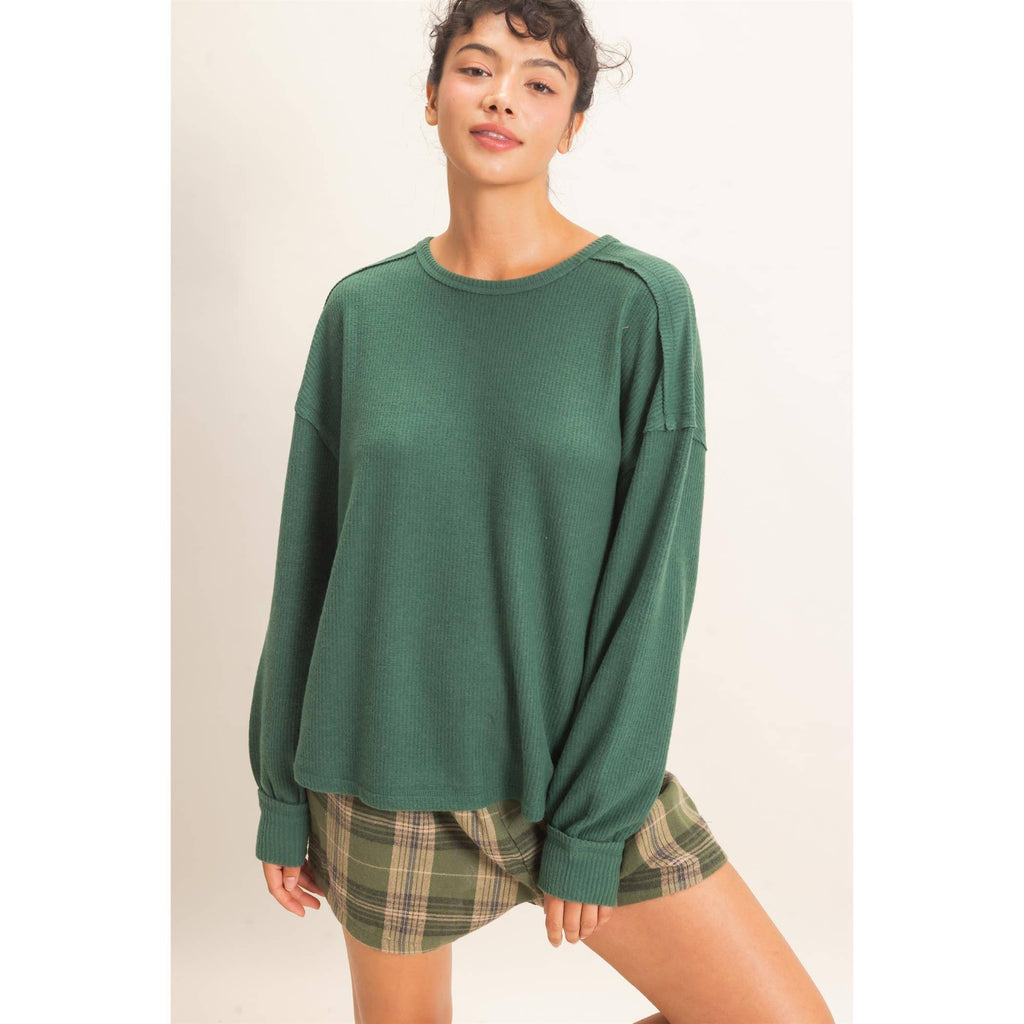 Raw Edge Waffle Sweatshirt
