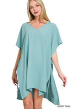 Woven Air Flow Tie Side Cover Up Dress