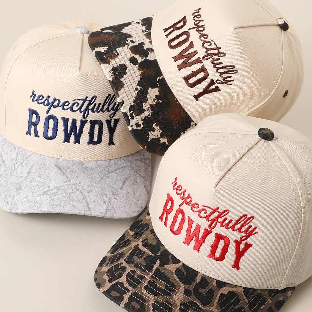 Respectfully ROWDY Embroidered Printed Brim Trucker Hat