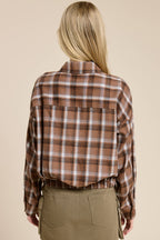Plaid Button Up Crop Shirt